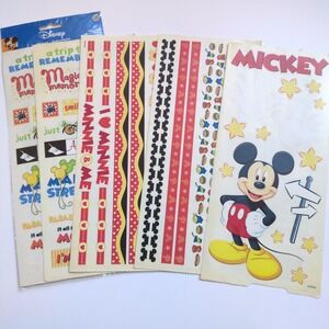 Vtg Disney Vacation Sandylion 12" Scrapbook Stickers Mickey Minnie Mouse 5 Sheet